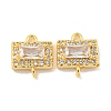 Brass Pave Clear Cubic Zirconia Connector Charms KK-P275-44G-1