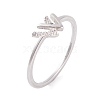 304 Stainless Steel Letter W Finger Ring for Women RJEW-C086-07-P-1