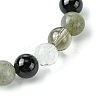 Synthetic Smoky Quartz & Labradorite & Quartz Crystal & Obsidian Round Beaded Stretch Bracelets BJEW-JB10910-11-4