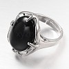 Adjustable Oval Gemstone Wide Band Rings RJEW-L062-01J-2