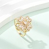 Clover Rotatable Open Cuff Rings for Women RJEW-R007-02G-2