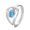 Oval Brass with Synthetic Turquoise Finger Rings FS-WG5DC9A-02-5