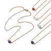 Faceted Star Cut Round Natural Gemstone Pendant Necklaces NJEW-JN05091-1