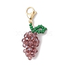 Glass Seed Beaded Grape Pendant Decoration HJEW-MZ00158-3