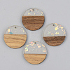 Transparent Resin & Walnut Wood Pendants X-RESI-S389-025A-E01-1