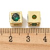 Brass Micro Pave Green Cubic Zirconia Beads KK-B096-20G-3