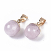 Top Golden Plated Natural Rose Quartz Pendants X-G-T131-03N-2