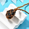 Natural Black Tourmaline Macrame Pouch Adjustable Slider Necklaces NJEW-M090-01-3