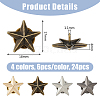 SUPERFINDINGS 24Pcs 4 Colors Alloy Star Brooches JEWB-FH0001-41-2