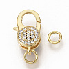 Brass Micro Pave Clear Cubic Zirconia Lobster Claw Clasps ZIRC-S066-019-3