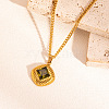 Retro Rhombus Stainless Steel Cubic Zirconia Pendant Necklaces for Women CQ6357-1-2