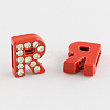 Mixed Color Zinc Alloy Grade A Rhinestone Letter Slide Charms ALRI-S130-R-2