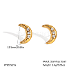 Stainless Steel Micro Pave Cubic Zirconia Moon Stud Earrings for Women LI0948-3-1