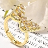 Adjustable Rack Plating Brass Micro Pave Cubic Zirconia Finger Rings for Women RJEW-M028-25G-05-2