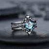 Rhombus Alloy Rhinestone Finger Ring Set for Women PW-WG51C17-03-2