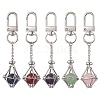 Stainless Steel Macrame Chain Pouch Round Natural Lapis Lazuli & Amethyst & Green Aventurine & Carnelian & Rose Quartz Holder Pendant Decorations HJEW-JM02049-1