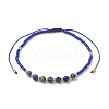 Adjustable Natural Lapis Lazuli & Seed Braided Bead Bracelets BJEW-JB10181-07-1