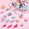 50Pcs Printed Opaque Acrylic European Beads MACR-SP0002-21C-7