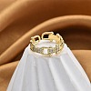 Rack Plating Brass Micro Pave Clear Cubic Zirconia Cuff Finger Rings for Women RJEW-M028-44G-4