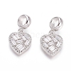 Brass Micro Pave Clear Cubic Zirconia European Dangle Charms OPDL-L016-04P-1