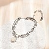 304 Stainless Steel Coffee Bean & Cable Cahin Charm Bracelets for Women BJEW-U024-01P-3