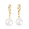 Rack Plating Brass Clear Cubic Zirconia ABS Pearl Earrings EJEW-S219-15G-09-1