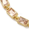 Rectangle Brass Pave Cubic Zirconia Link Chain Bracelets for Women BJEW-P385-05G-05-2