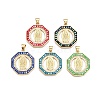 Brass Micro Pave Clear Cubic Zirconia Pendants KK-N254-215G-1