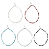 5Pcs Natural & Synthetic Round Gemstone and Skull Synthetic Turquoise Bead Necklaces NJEW-JN05391-2