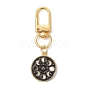 Flat Round with Moon Phase Alloy Enamel Pendant Decorations HJEW-JM02666-2