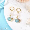 Natural Cultured Freshwater Pearl & Brass Enamel Hoop Dangle Earrings for Women EJEW-JE07268-02-1