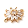 Brass Pave Clear Cubic Zirconia Connector Charms KK-G503-27G-2
