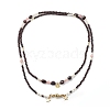 2Pcs 2 Style Natural Garnet & Cherry Quartz Glass Beaded Necklaces Set with 304 Stainless Steel Star & Lotus Charms NJEW-JN04073-1