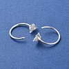 999 Sterling Silver Micro Pave Clear Cubic Zirconia Pull Through Earrings EJEW-P296-28D-S-2