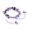 Adjustable Natural Amethyst Chip Beads Braided Bead Bracelets X-BJEW-JB04392-02-3