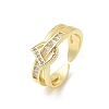 Letter D Clear Cubic Zirconia Cuff Rings RJEW-G337-10G-5