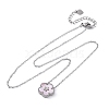 304 Stainless Steel Pave Natural Pink Shell Flower Pendant Necklaces for Women NJEW-U032-16P-01-4