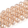 Electroplate Transparent Glass Round Beads Strands EGLA-T029-8mm-12T-14-1