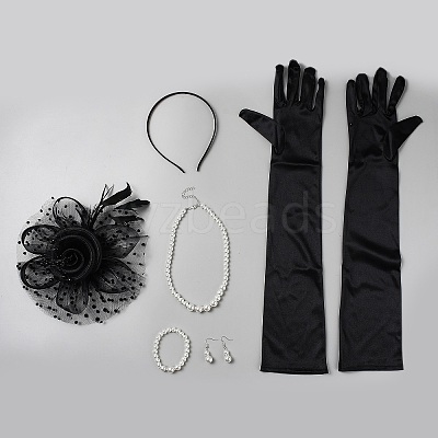 Mesh Veil Hair Bands OHAR-WH0042-10B-1