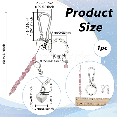 Glass and 201 Stainless Steel Pendant Locking Stitch Markers HJEW-NB00185-1
