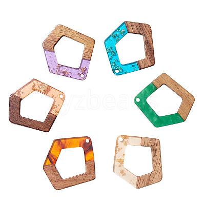 Transparent and Opaque Resin & Walnut Wood Pendants RESI-SZ0001-01-1