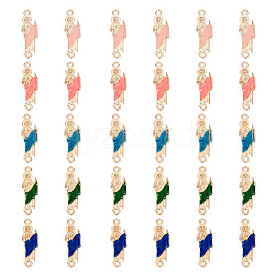 30Pcs 5 Colors Religion Alloy Enamel Connector Charms FIND-GO0001-62-1