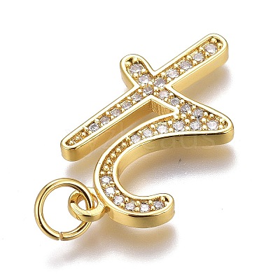 Brass Micro Pave Clear Cubic Zirconia Pendants ZIRC-O035-08G-1