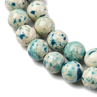 Natural Dyed Marble Beads Strands G-P593-8mm-04-1