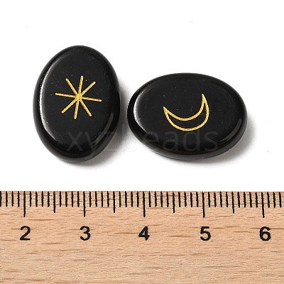 13Pcs Natural Obsidian Rune Stone G-C095-02C-1