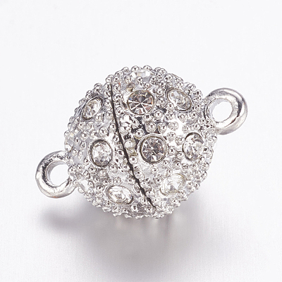 Alloy Rhinestone Magnetic Clasps with Loops BSAHH050-1