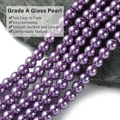 Eco-Friendly Dyed Glass Pearl Bead Strands HY-A008-6mm-RB083-1