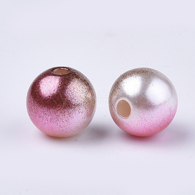 Rainbow ABS Plastic Imitation Pearl Beads X-OACR-Q174-6mm-10-1