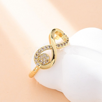 Brass Micro Pave Clear Cubic Zirconia Cuff Rings for Women RJEW-U047-21G-1