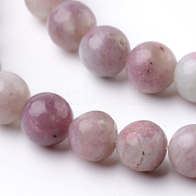 Dyed Round Natural Pink Tourmaline Beads Strands X-G-K089-8mm-05-1